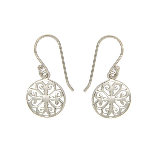 Boucles d'oreilles femme argent 925 rhodié pendantes rosace
