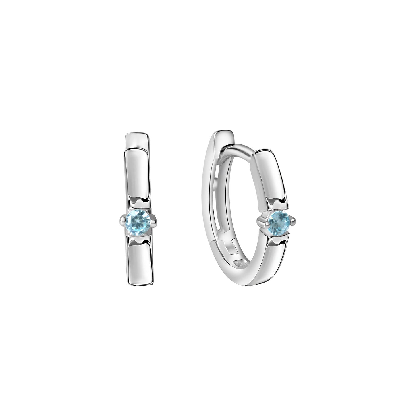 CREOLES ARGENT RHODIE - TOPAZE SYNTHETIQUE