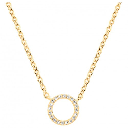 Collier femme plaqué or jaune cercle zirconia 42 cm