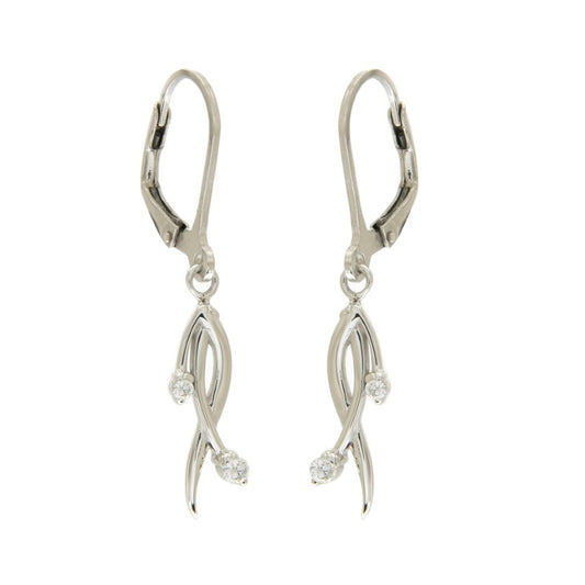 Boucles d'oreilles pendantes femme argent rhodié zirconia