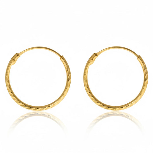 Créoles femme or jaune 9 carats martelé 18 mm