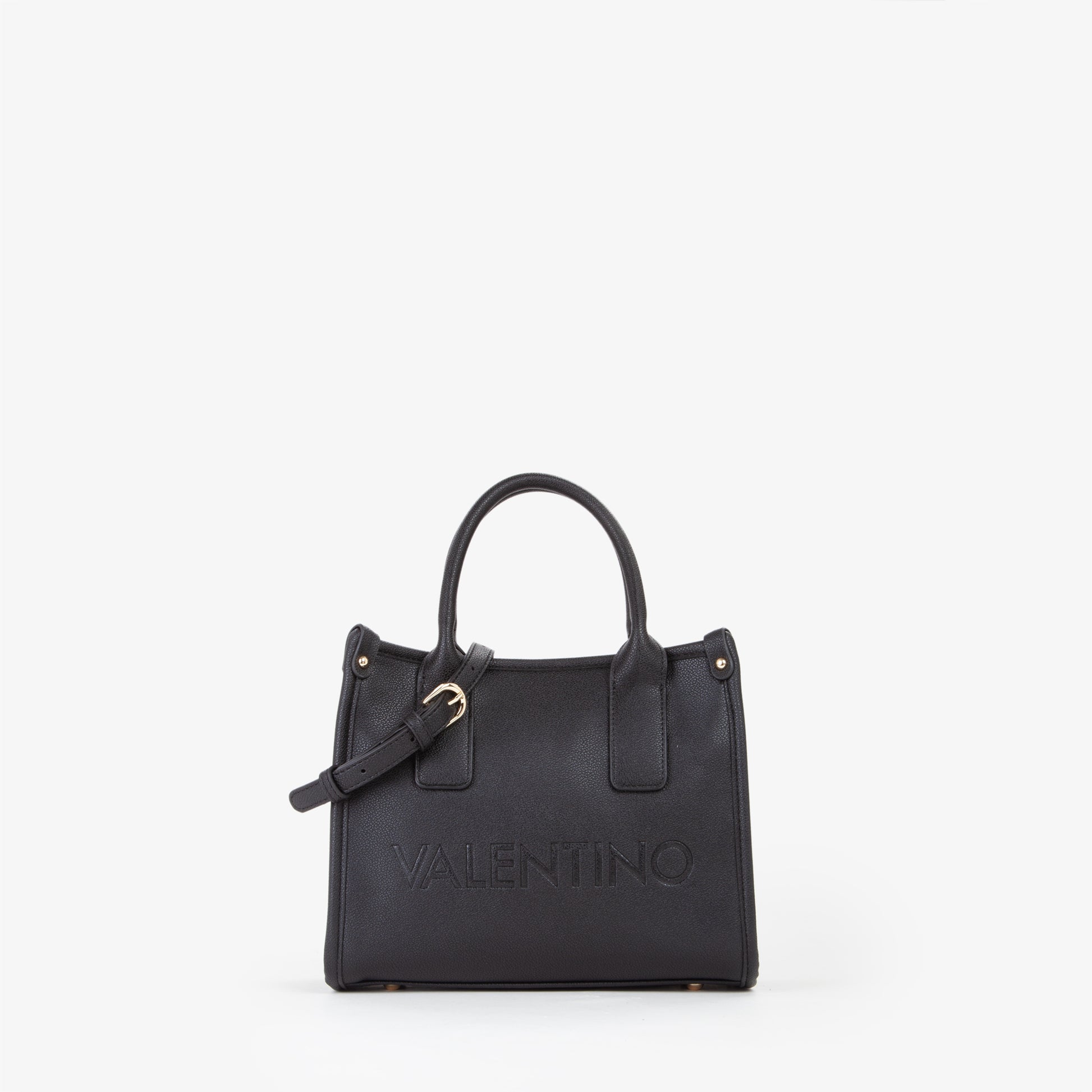 Sac à main femme noir cabas logo embossé doré