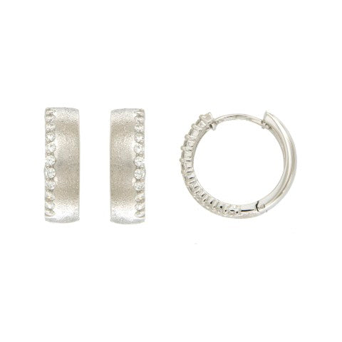 Créoles femme argent 925 rhodié zircons 17 mm charnière