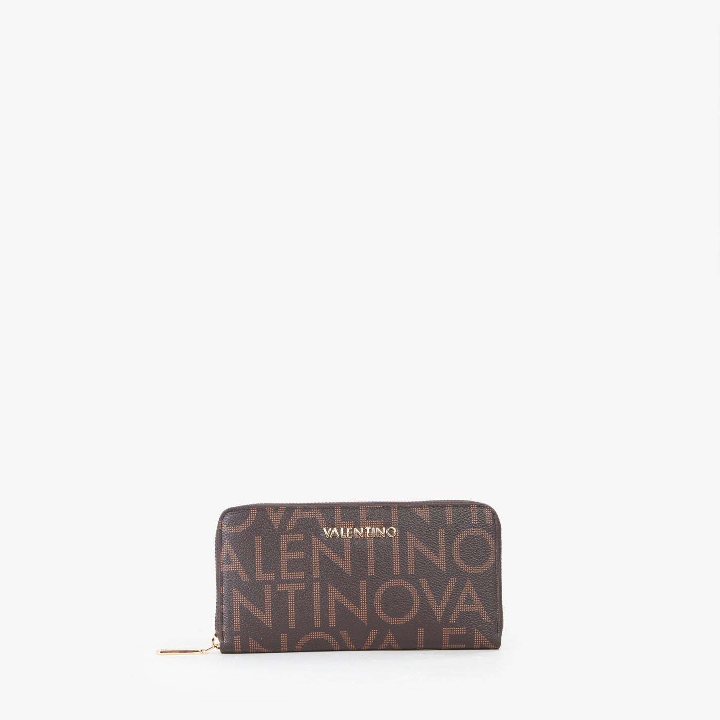 Portefeuille femme zippé monogramme brun camel