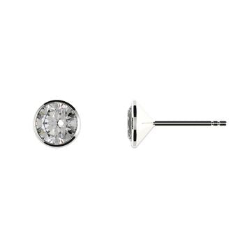 Clou oreille unisexe argent 925 rhodié zirconia rond