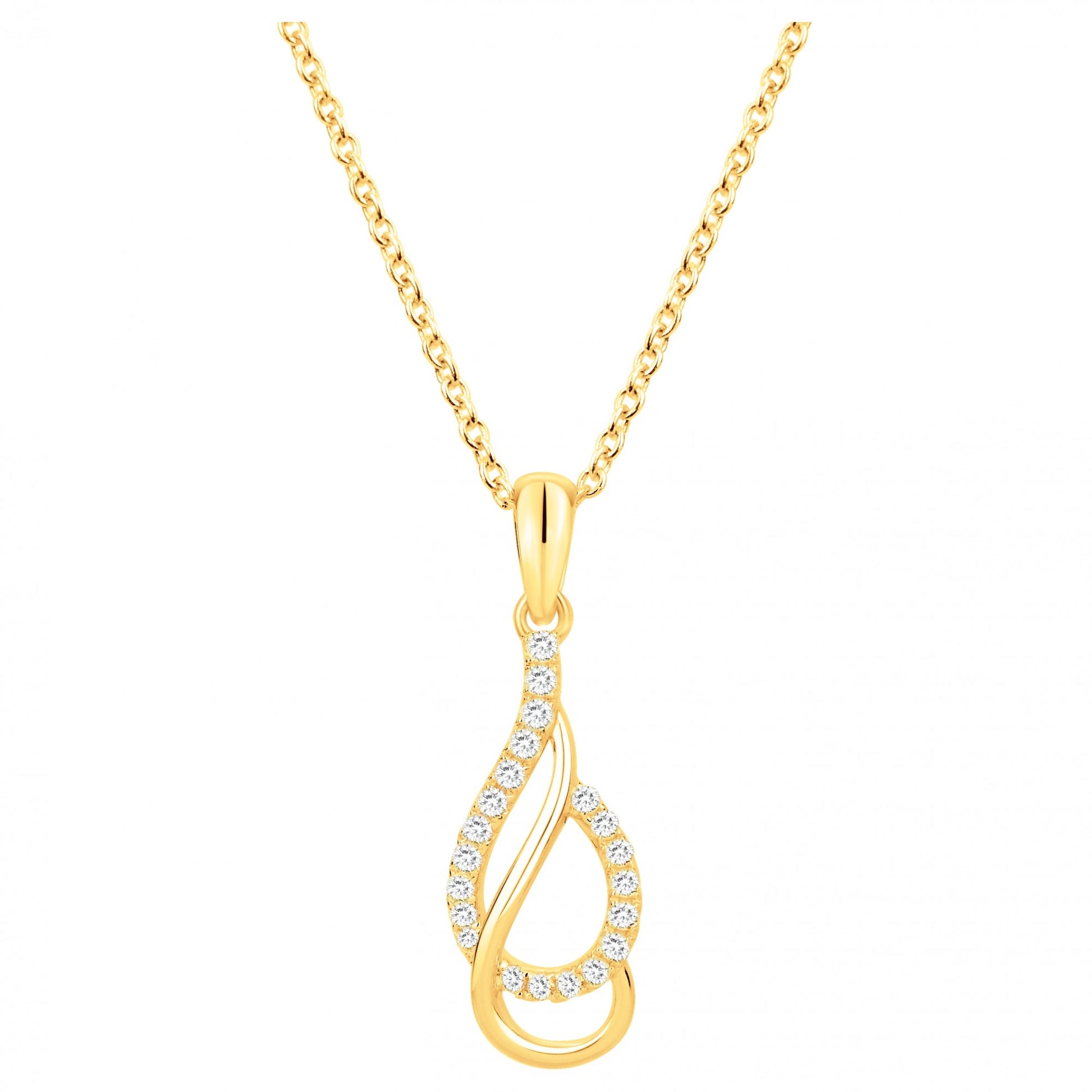 Collier femme plaqué or jaune pendentif zirconia