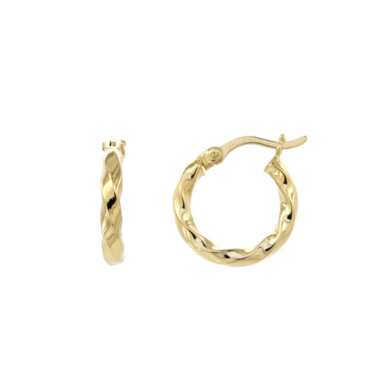 Créoles femme argent doré torsadées 15 mm fermoir charnière