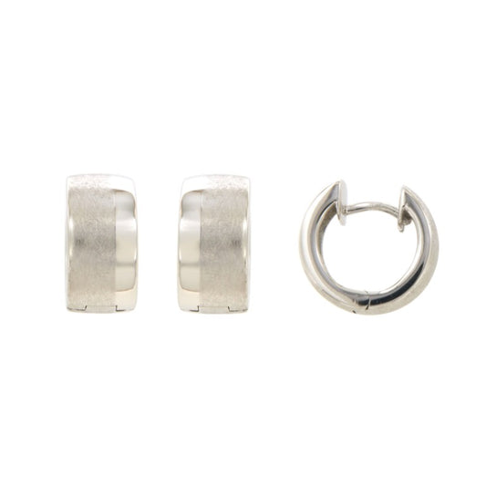 Créoles femme argent 925 rhodié finition bimatière 14mm