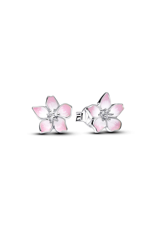 Boucles d'oreilles puces en forme de fleur de cerisier