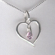 Collier femme argent 925 pendentif cœur zircon rose