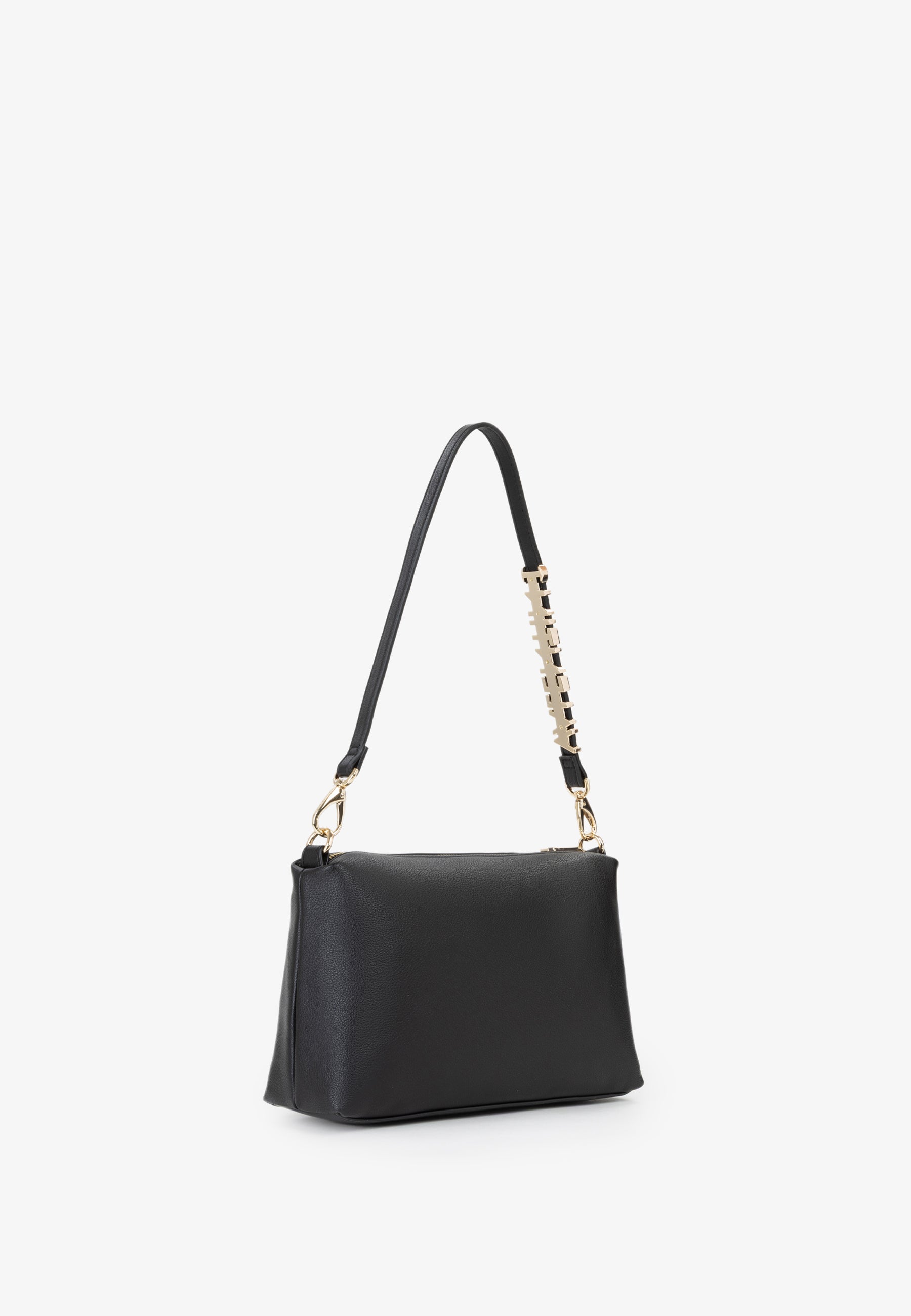 Sac bandoulière femme noir simili cuir détail doré