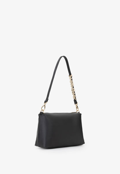Sac bandoulière femme noir simili cuir détail doré