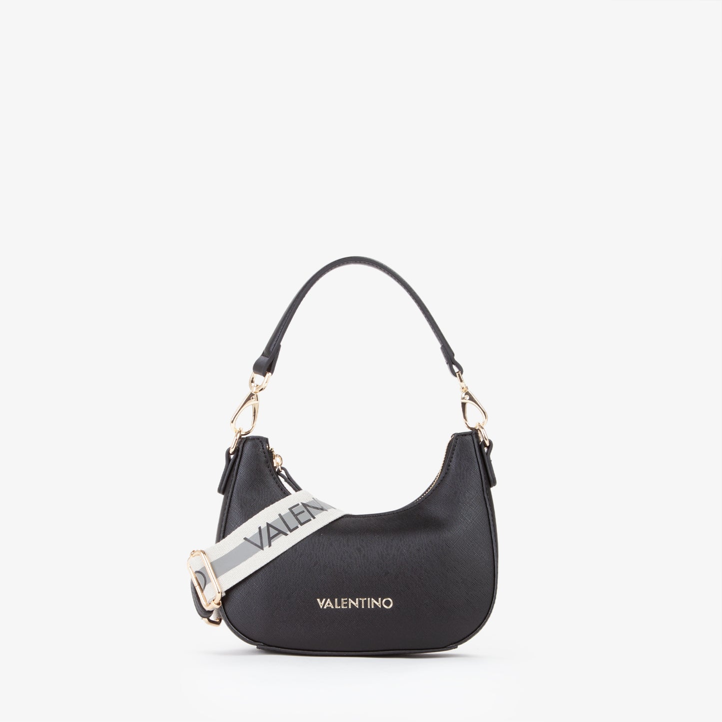 Sac bandoulière femme noir saffiano boucle dorée mini hobo