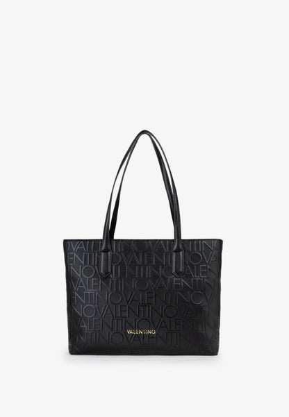 Sac cabas femme noir monogramme embossé tote bag
