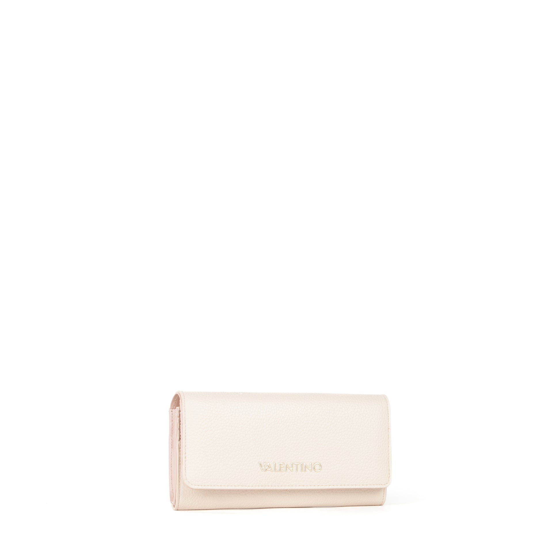 Portefeuille femme écru aspect lisse fermeture clapet