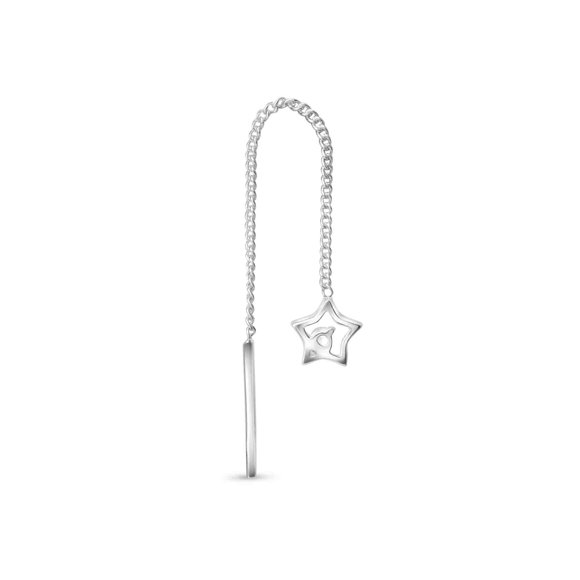Boucles d'oreilles pendantes femme argent 925 rhodié étoile