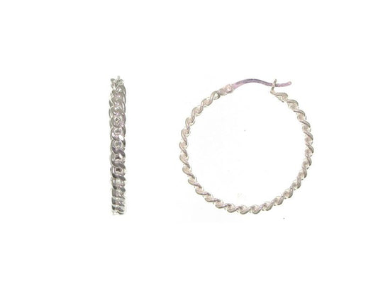 Créoles femme argent 925 rhodié torsadé 30 mm