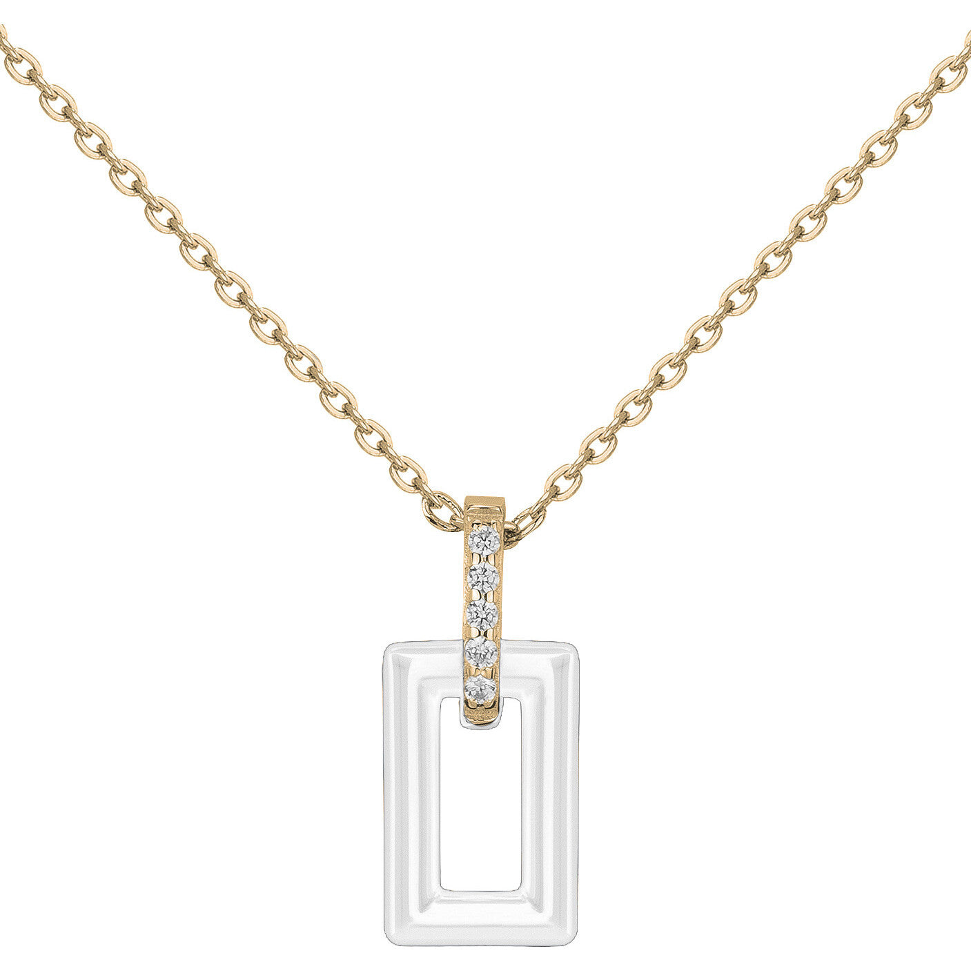 COLLIER PLAQUE - CERAMQIUE BLANCHE - ZIRCONIA