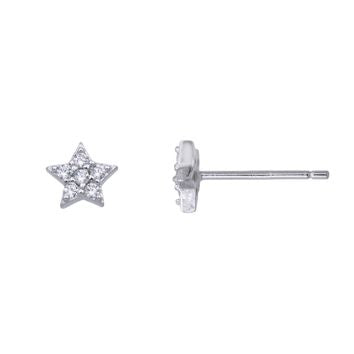 Clou d'oreille femme argent 925 rhodié étoile zirconia