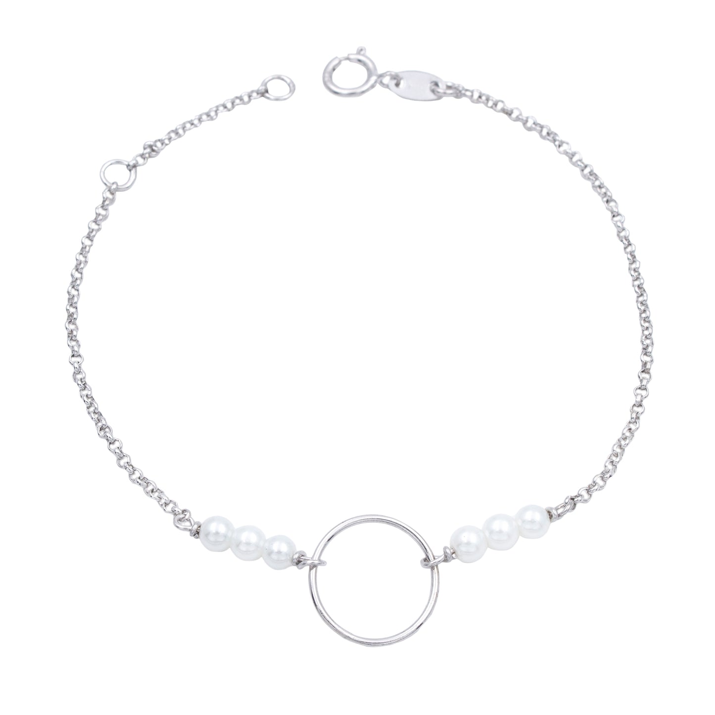 Bracelet femme argent rhodié perle de culture ronde