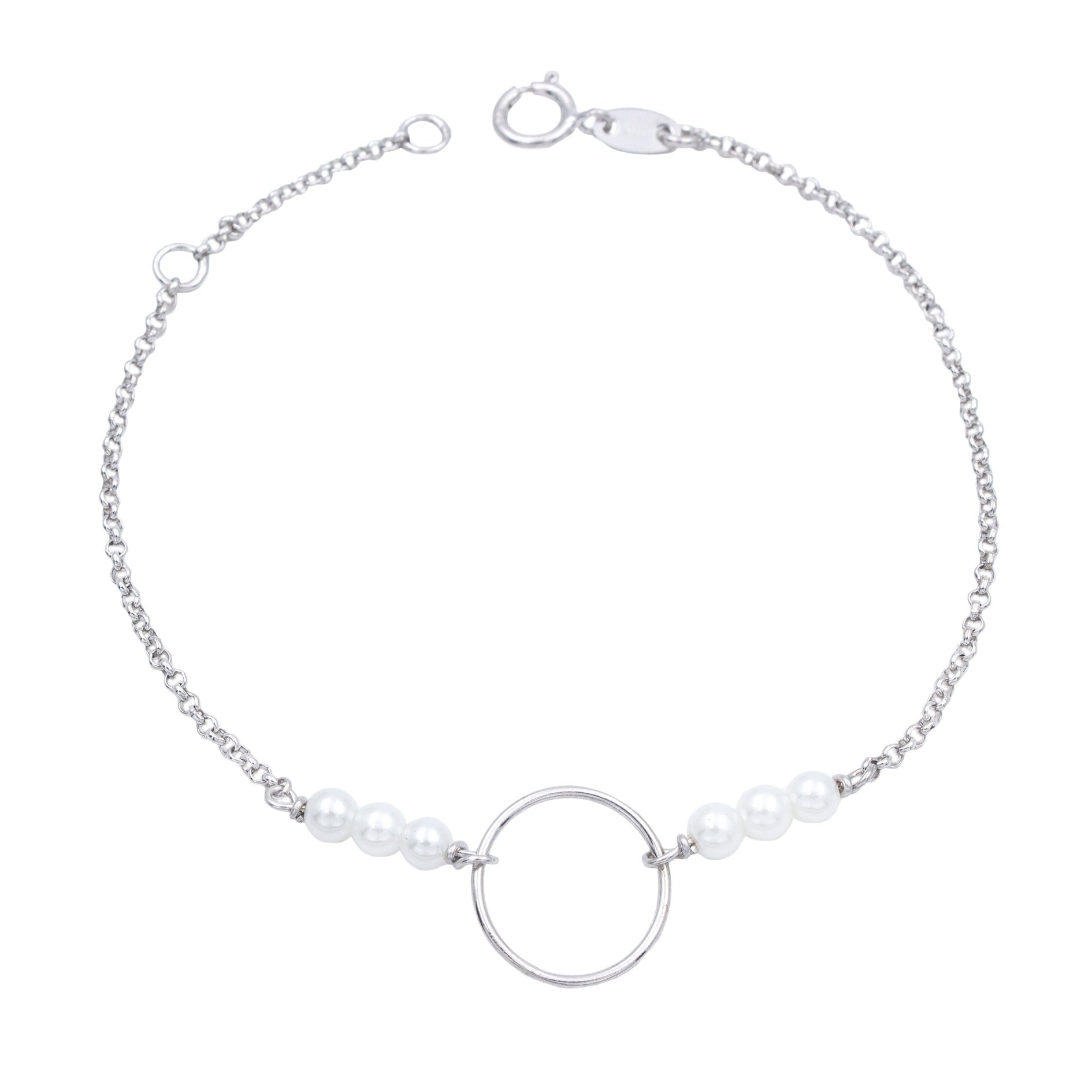 Bracelet femme argent rhodié perle de culture ronde