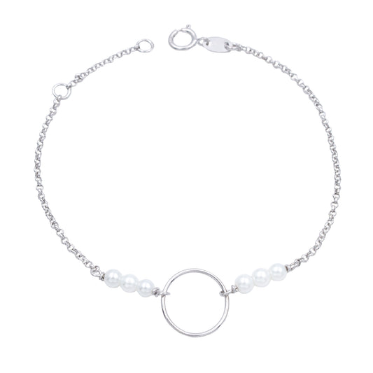 Bracelet femme argent rhodié perle de culture ronde