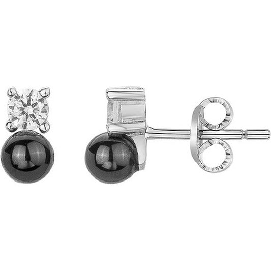 BOUCLES D'OREILLES ARGENT - CERAMQIUE NOIRE - ZIRCONIA
