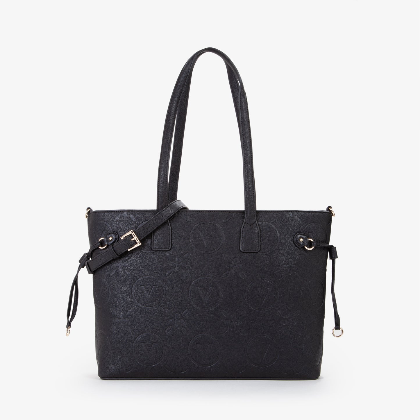 Sac cabas femme noir embossé monogramme floral