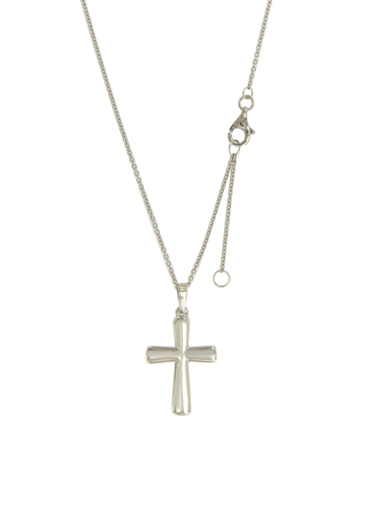 Collier femme argent rhodié pendentif croix 42cm