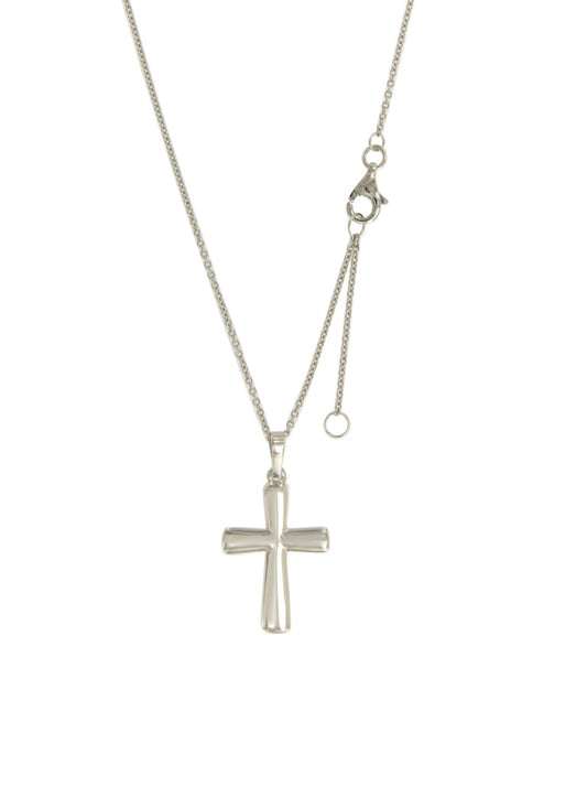Collier femme argent rhodié pendentif croix 42cm