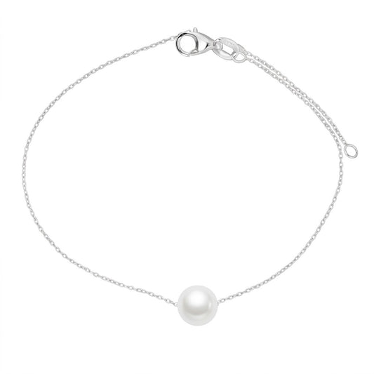 Bracelet femme argent rhodié perle de culture 15+3 cm