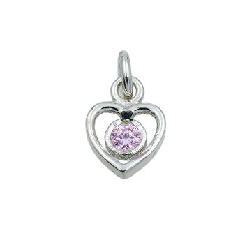 Collier femme argent 925 rhodié pendentif cœur zirconia rose