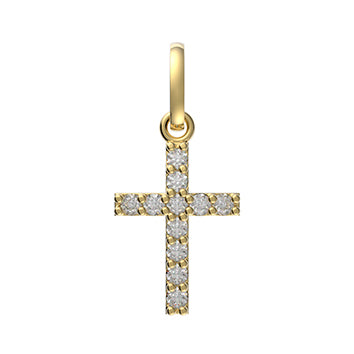 Pendentif femme or jaune 9 carats croix zirkonia