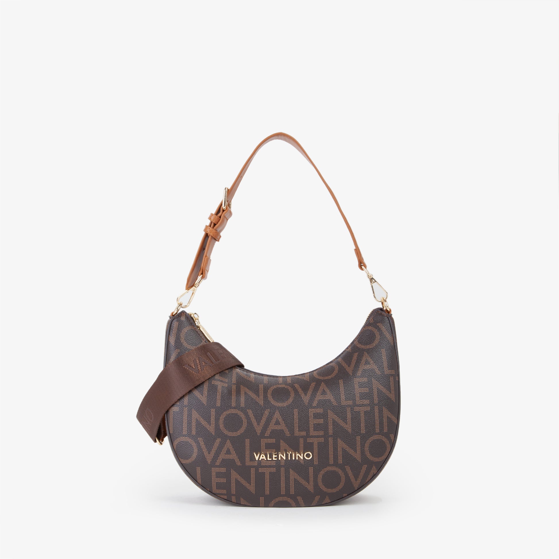 Sac hobo femme monogramme brun camel bandoulière réglable