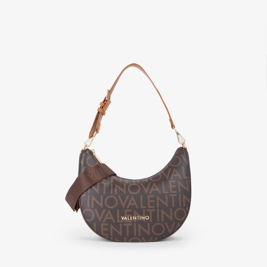 Sac hobo femme monogramme brun camel bandoulière réglable