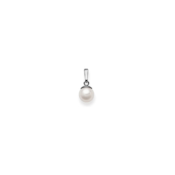 Pendentif femme or blanc 18 carats perle de culture