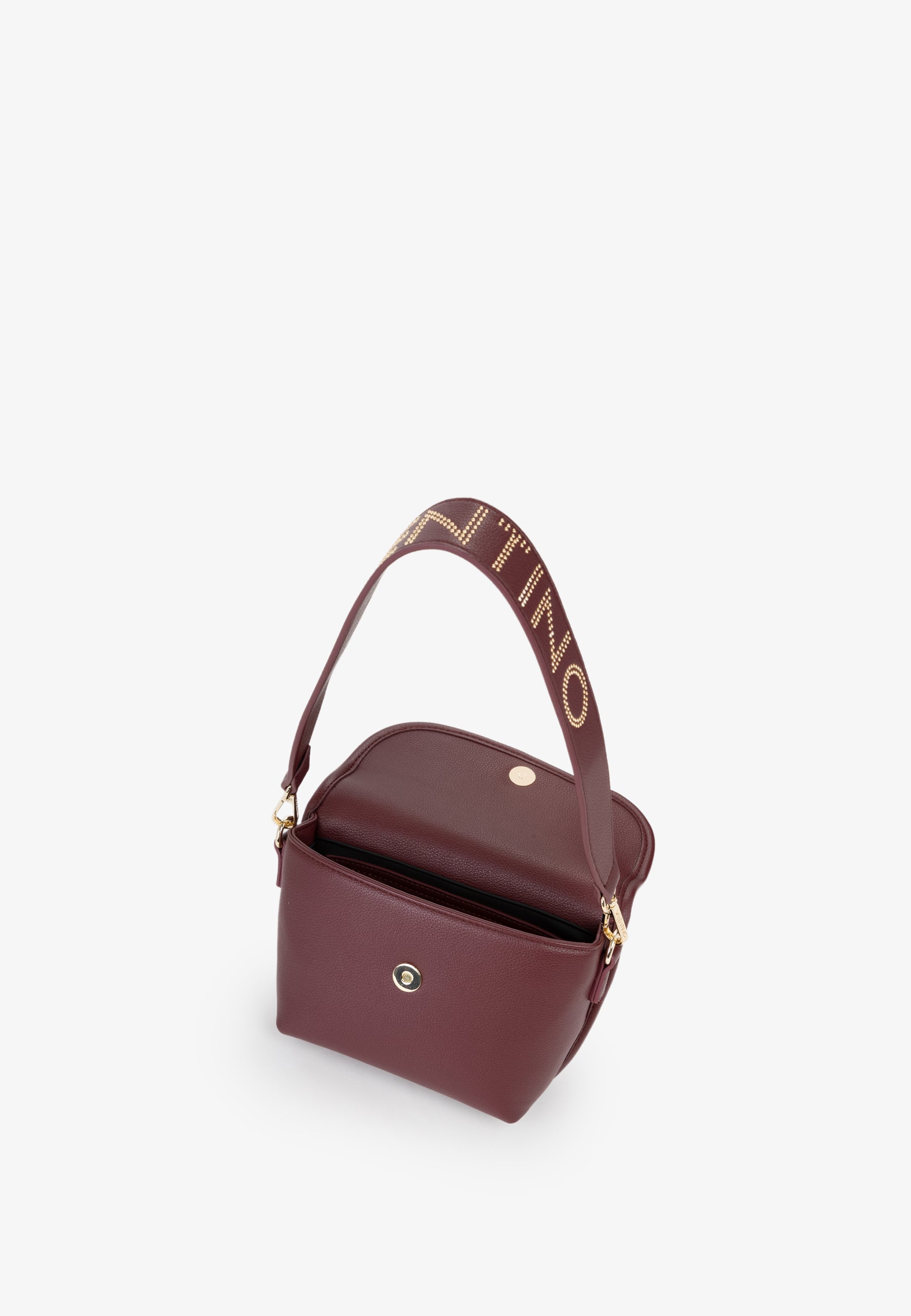 Sac à main femme bordeaux cuir grainé rabat doré
