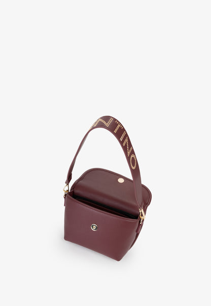 Sac à main femme bordeaux cuir grainé rabat doré