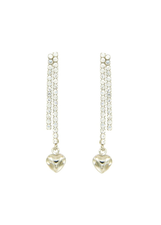 Boucles d'oreilles pendantes femme argent 925 zirconia cœur