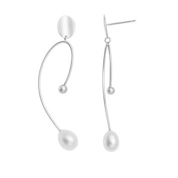 Boucles d'oreilles femme argent rhodié perle de culture