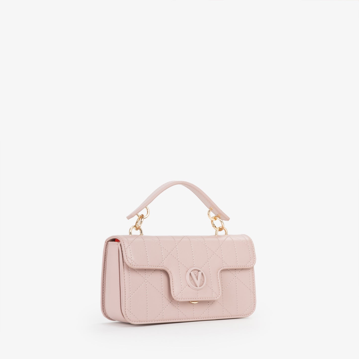 Sac à main femme matelassé rose poudré fermoir doré