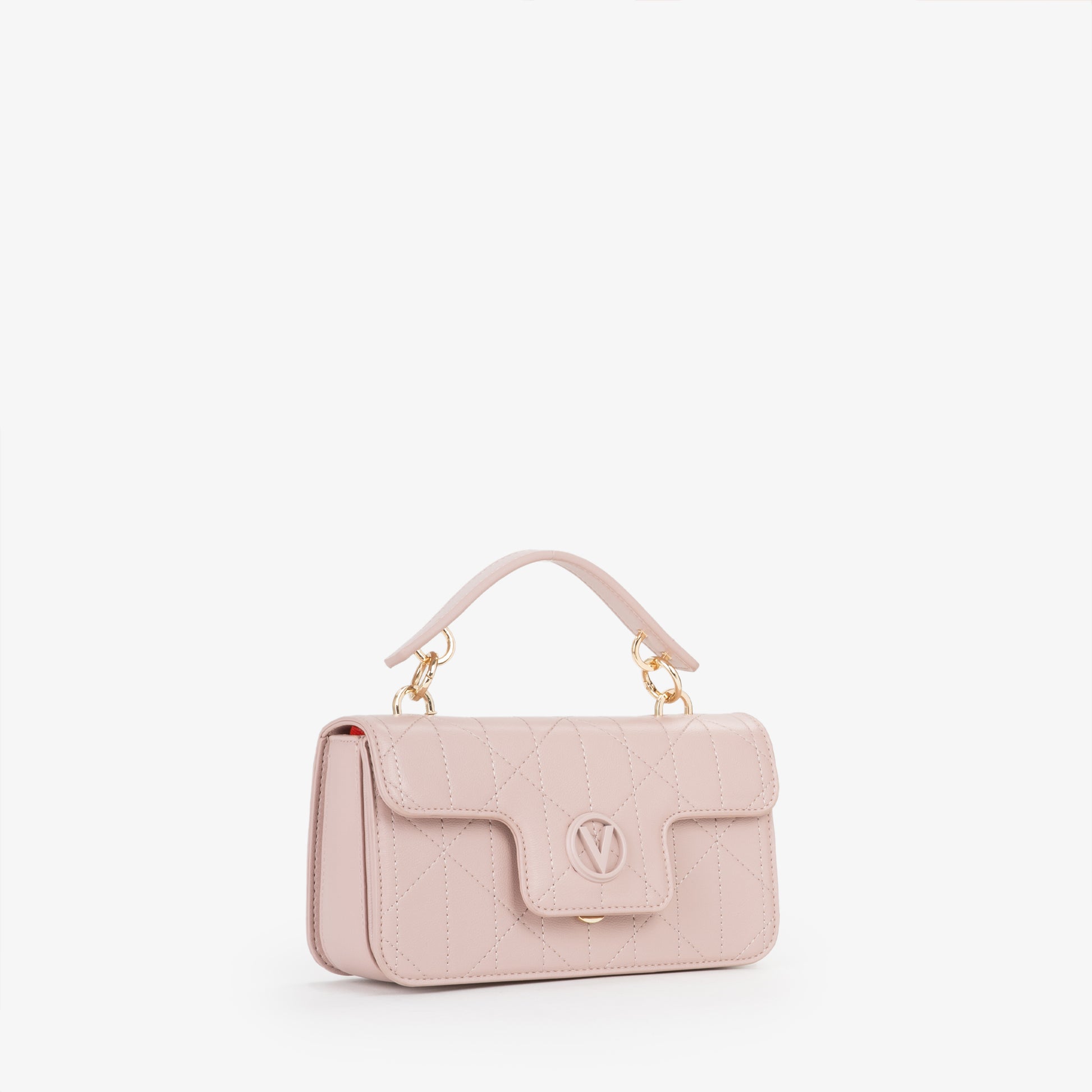 Sac à main femme matelassé rose poudré fermoir doré