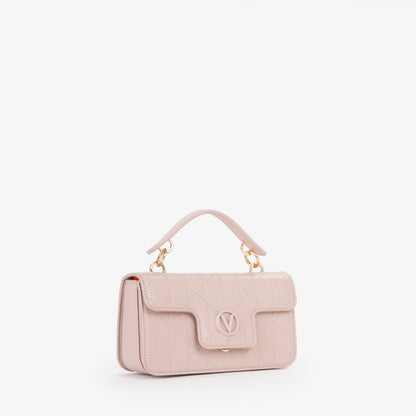 Sac à main femme matelassé rose poudré fermoir doré