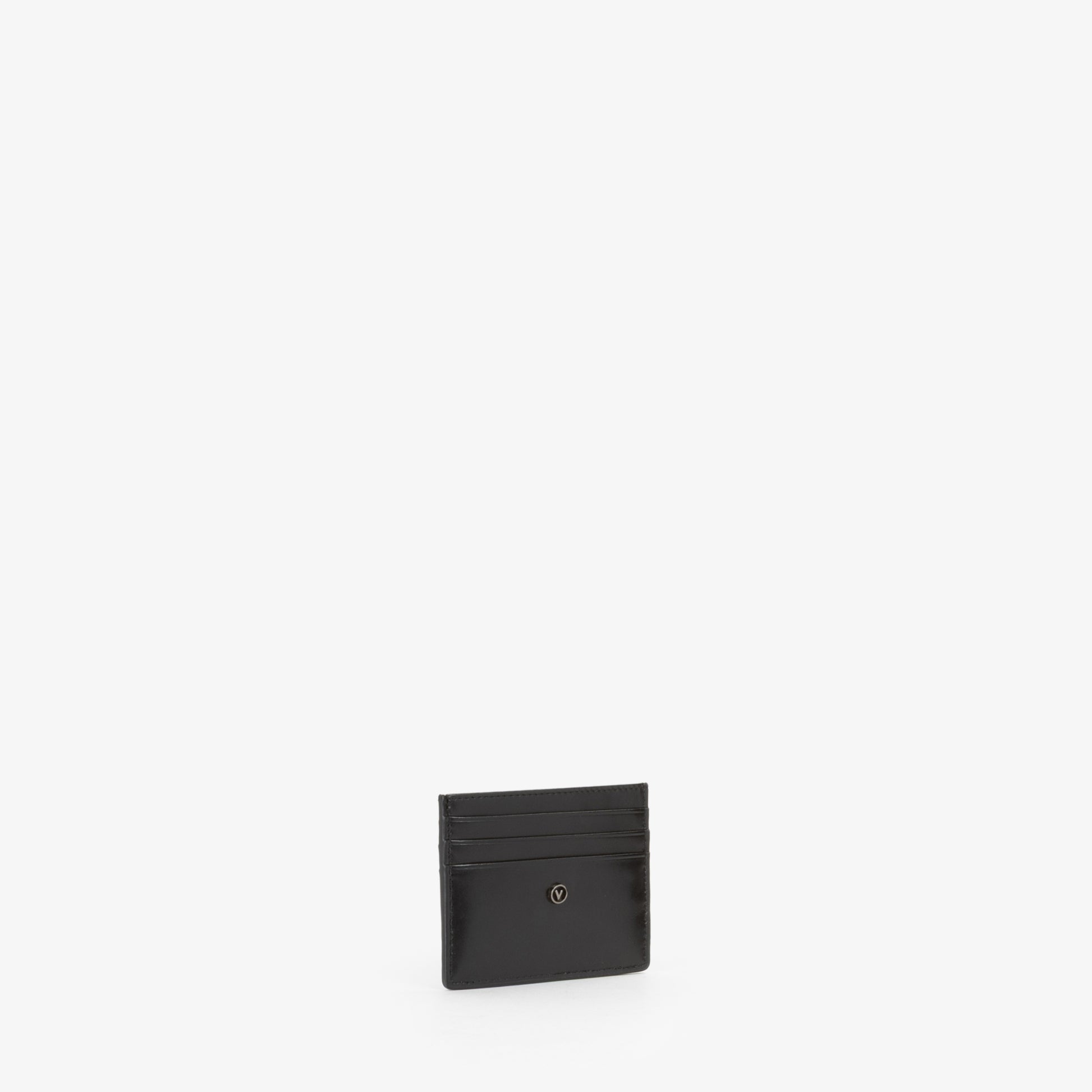 Porte-cartes homme cuir noir lisse logo discret
