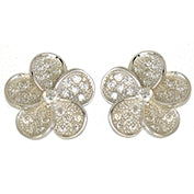 Boucles d'oreilles femme argent rhodié fleur zirconia