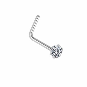 Clou de nez femme or 9 carats blanc zirkonia sertie