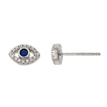 Boucles d'oreilles femme argent 925 œil saphir synthétique