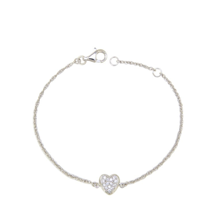Bracelet femme argent rhodié coeur zirconia 17cm