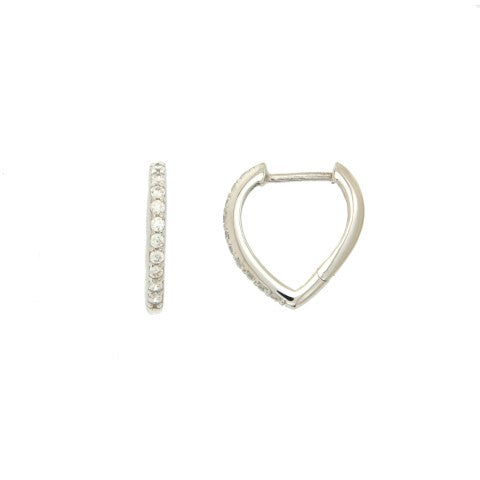 Créoles femme argent rhodié forme cœur zirconia