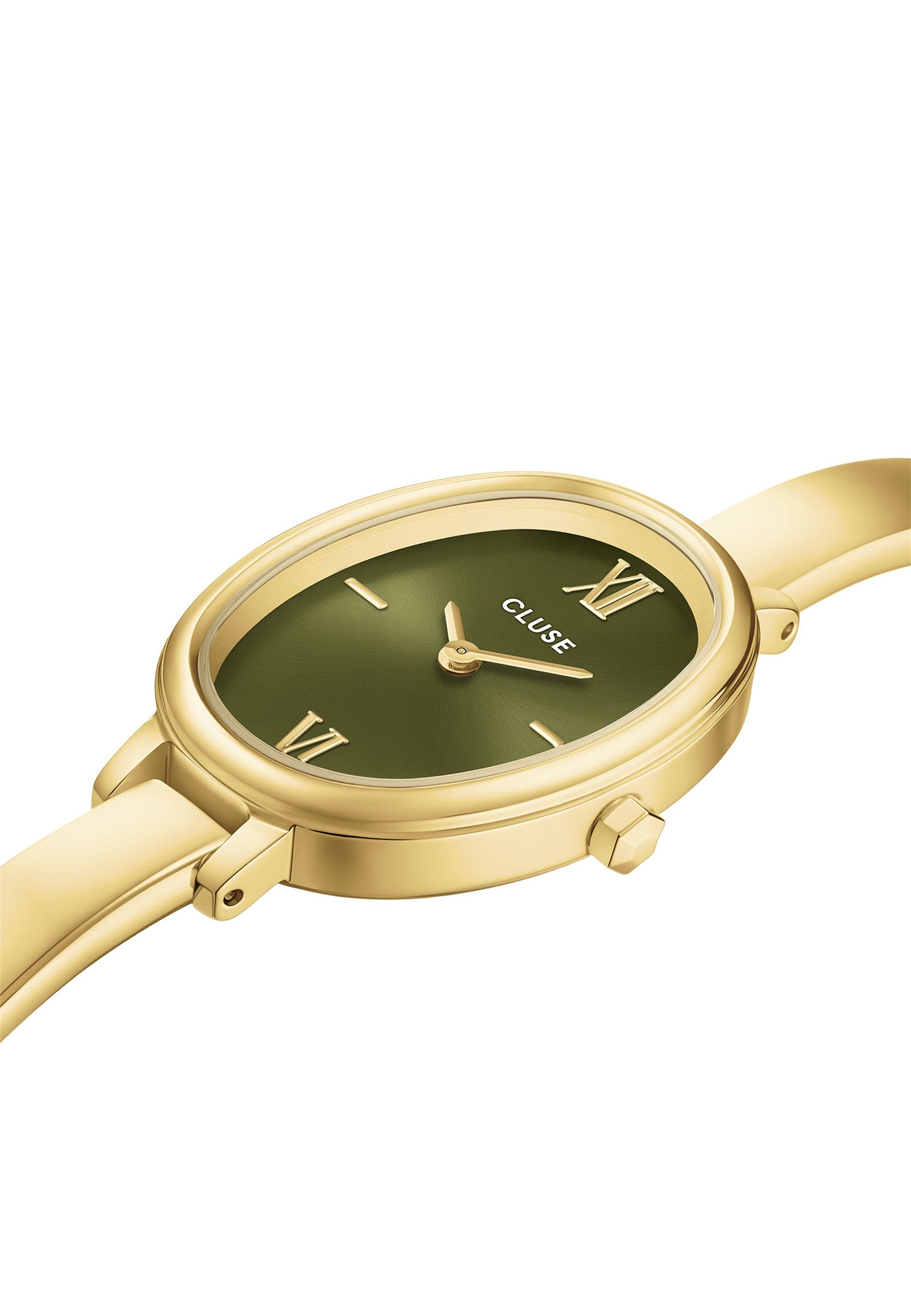Montre L'Ovale Acier, Olive, Couleur Or